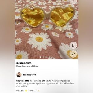 Yellow and off white heart shaped glasses